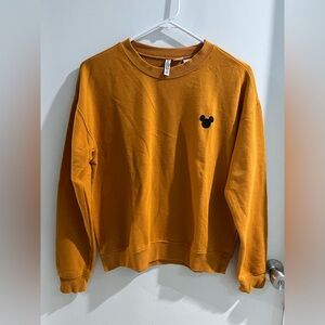 H&M Disney Mustard Crewneck Sweatshirt with Black Mickey Motif, size Medium